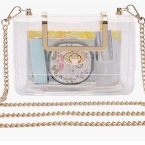 Gold Clear Clutch Crossbody Handbag Purse for Women